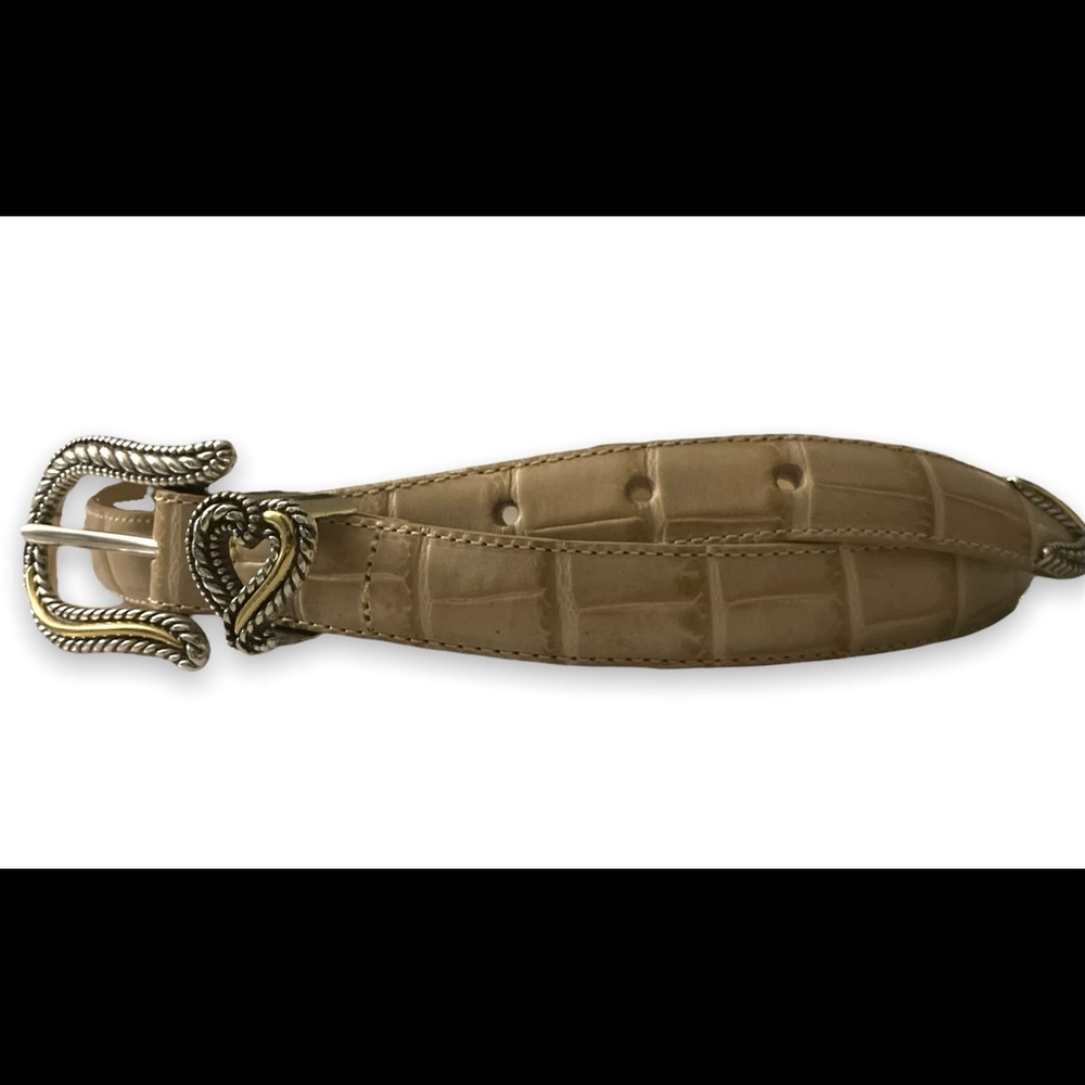 Brighton Classics Leather Croc Embossed Belt Women's Size Medium Tan